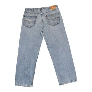 Y2k Levis 550 light‎ wash distressed painted size 40x30